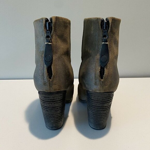 Rag & Bone Newbury Brown Waxed Leather Boots 8 - Picture 6 of 10